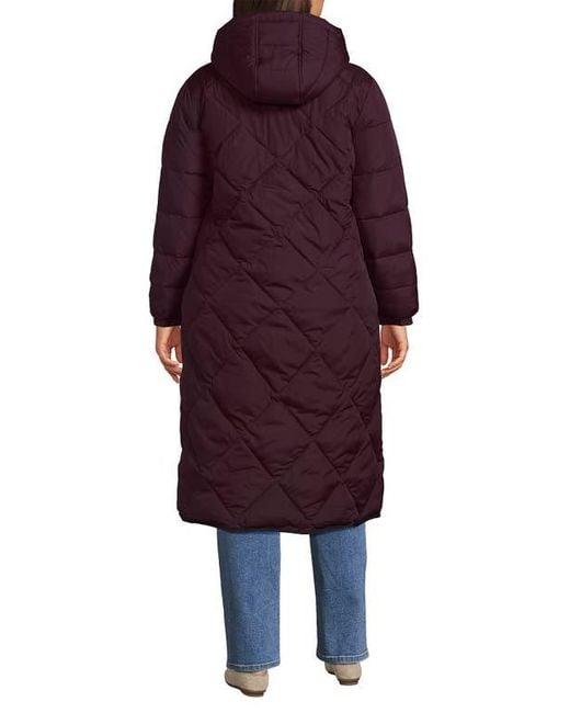 Lands' End Red Plus Size Featherfree Insulated Diamond Quilted Maxi Coat