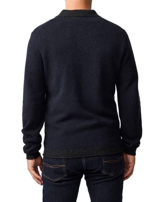 Rodd & Gunn Blue Marlin Cotton & Wool Blend Johnny Collar Sweater for men