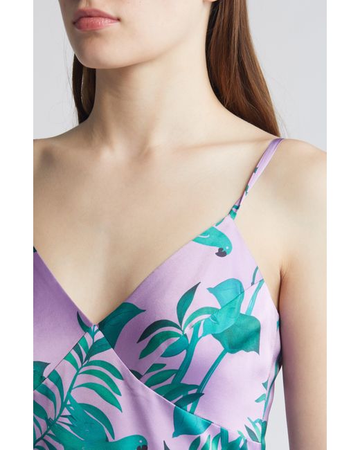 Hutch Multicolor Angel Tropical Print Satin High-low Dress
