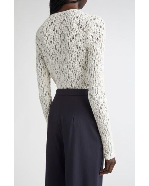 Max Mara White Gennaio Textured Lace Top