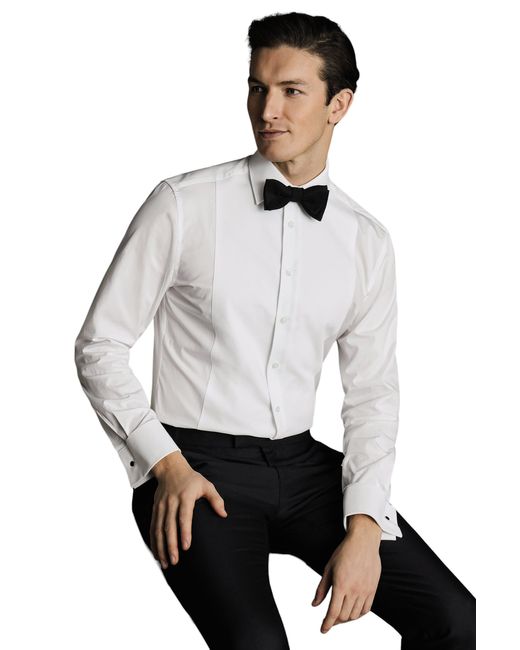 Charles Tyrwhitt White Bib Front Evening Slim Fit Shirt Double Cuff for men