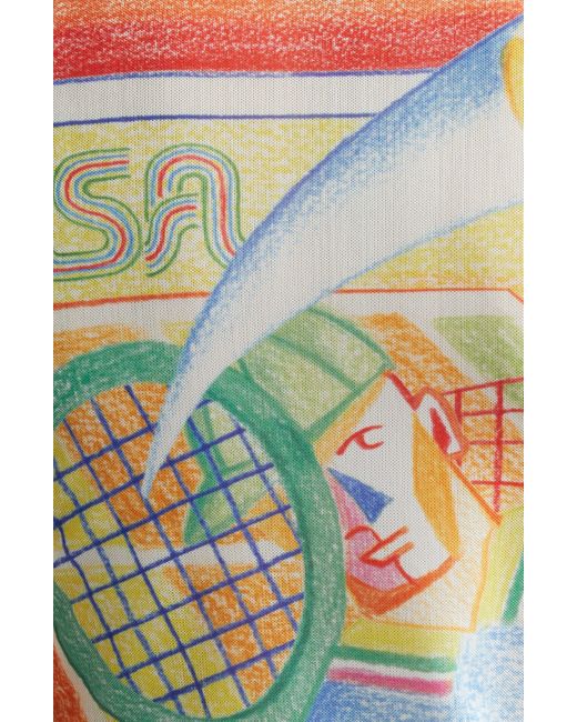 Casablancabrand Multicolor Tennis Player Print Mesh T-shirt At Nordstrom