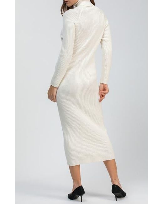 PIETRO BRUNELLI MATERNITY Giorgia Rib Long Sleeve Midi Sweater Dress in  White | Lyst
