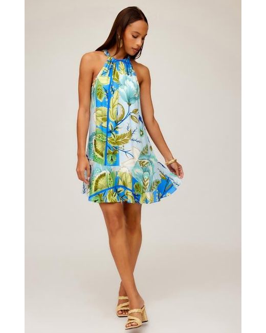 Fifteen Twenty Blue Brenda Print Ruffle Hem Shift Dress