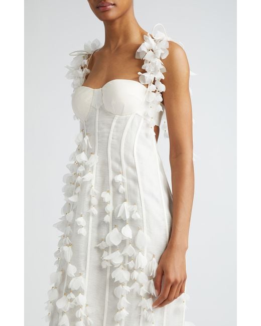 Zimmermann White Petals Linen & Silk Corset Gown