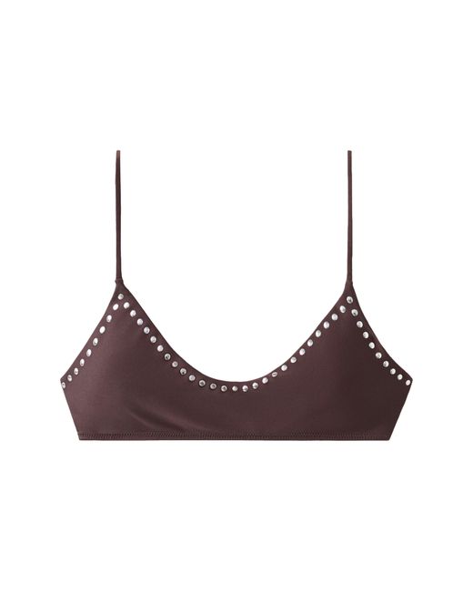 Mango Brown Stud Triangle Swim Top