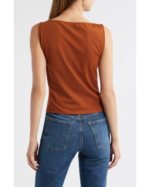 FRAME Brown Ruched Sleeveless Top