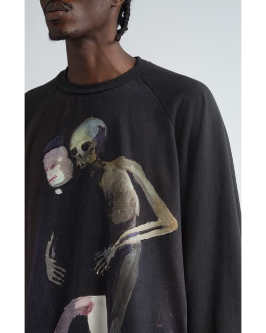 Undercover Black Graphic Print Cotton Crewneck Sweatshirt for men