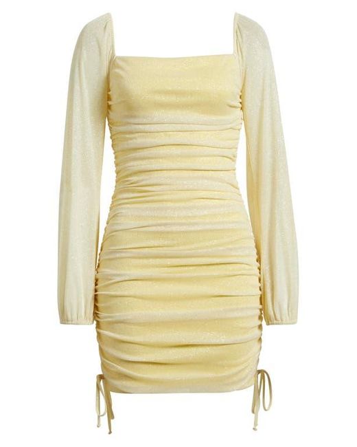 Jump Apparel Natural Ruched Glitter Long Sleeve Minidress