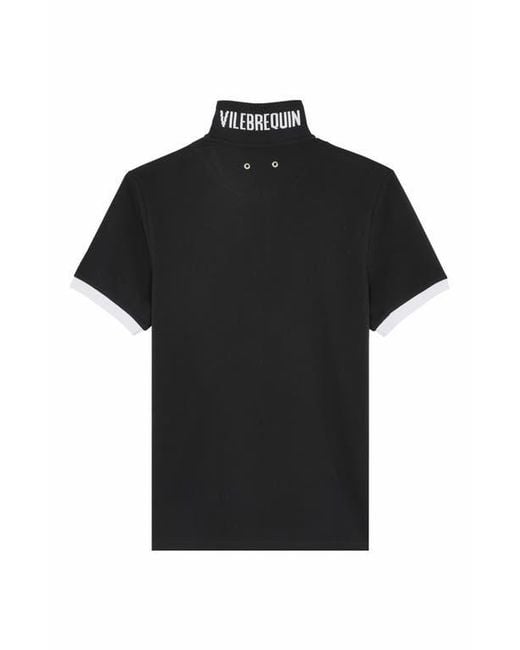 Vilebrequin Black Solid Cotton Polo for men