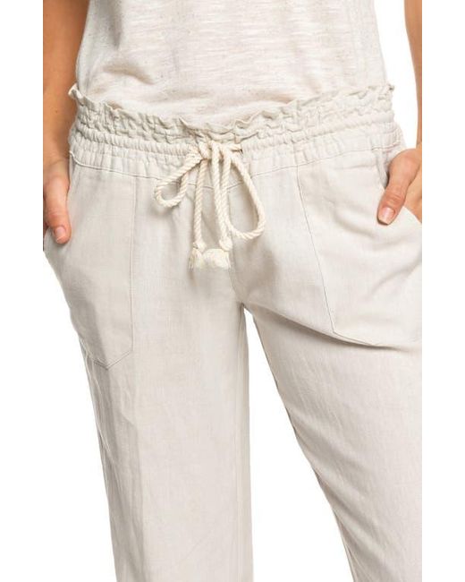 Roxy Natural Oceanside Linen Blend Drawstring Pants