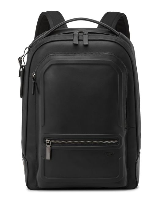 Tumi Black Harrison Bradner Leather Backpack for men