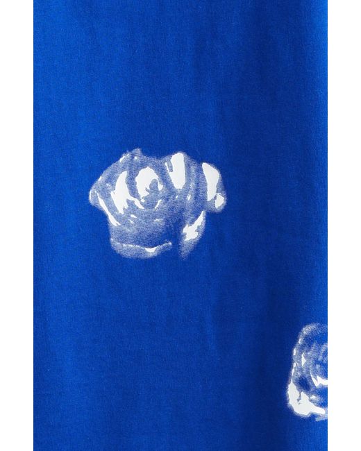 Burberry Blue Rose Print Stretch Cotton T-shirt for men
