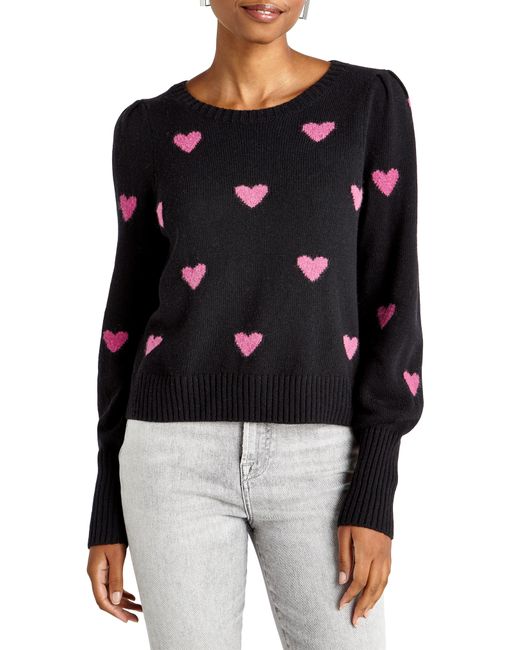 Splendid Black Annabelle Heart Sweater