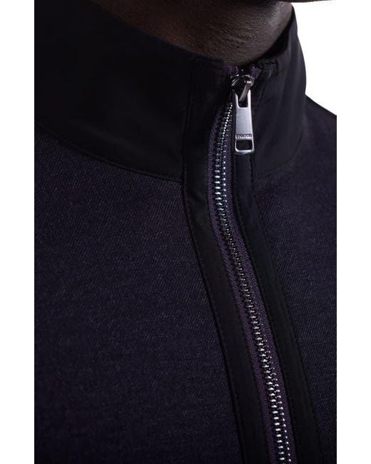 Bugatchi Blue Quarter Zip Pullover for men