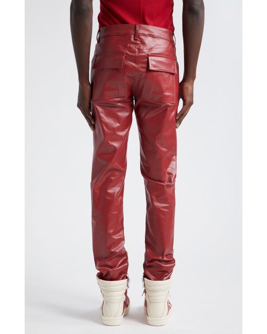 Rick Owens Red Tyrone Coated Skinny Jeans for men