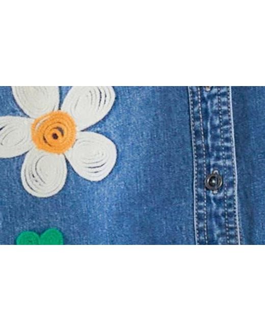 BILLY T Blue Pocketful Of Sunshine Embroidered Denim Graphic Button-Up Shirt