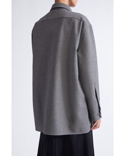 Jil Sander Gray Relaxed Fit Utility Wool Canvas Button-Up Shirt