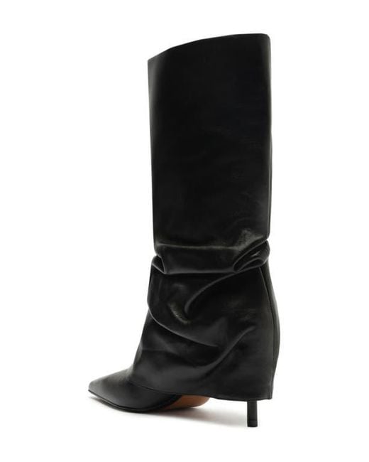 SCHUTZ SHOES Black Mikki Up Cloak Pointed Toe Boot
