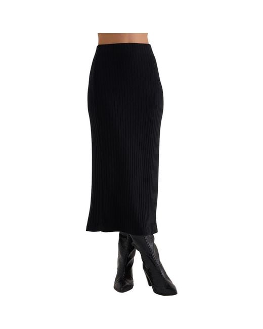 Bella Dahl Black Rib Knit Midi Skirt