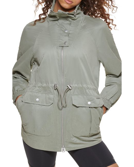 Levi's Cinch Waist Anorak Rain Jacket in Gray Lyst