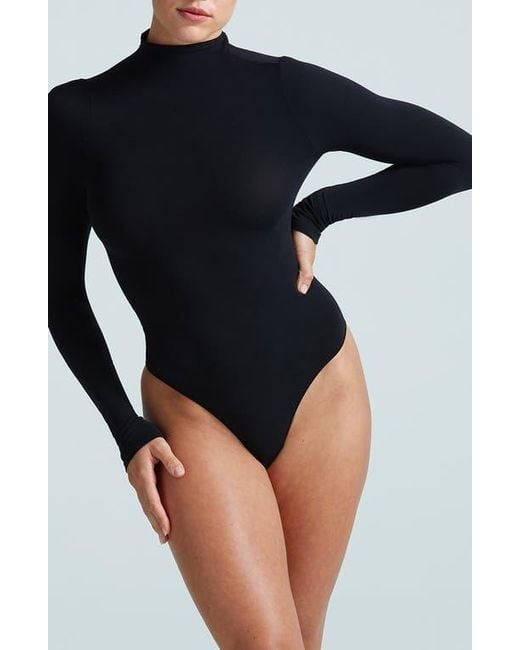 Commando Blue Ballet Mock Neck Bodysuit