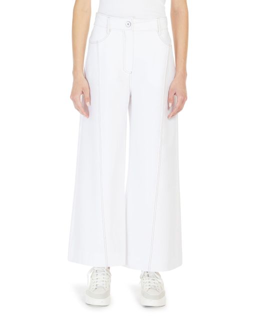 Max Mara White Foster Wide Leg Jersey Trousers
