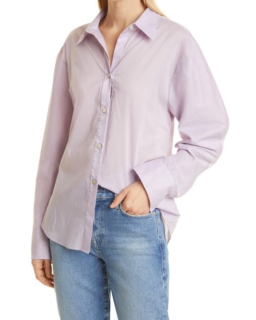 Vince Sculpted Cotton Voile Button-up Shirt in Blue | Lyst