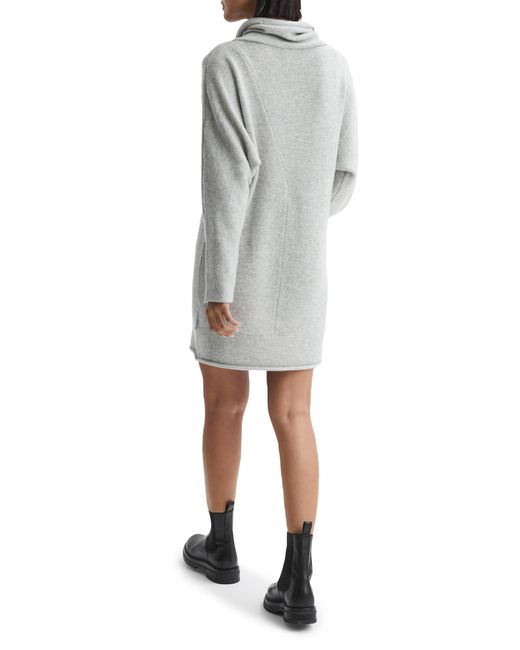 Reiss Gray Sami Cowl Neck Long Sleeve Wool Blend Sweater Dress