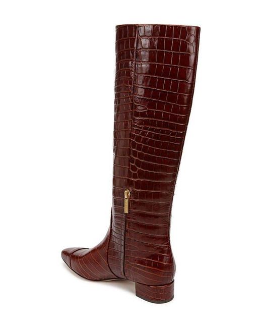 Veronica Beard Brown Cecile Croc Embossed Knee High Boot