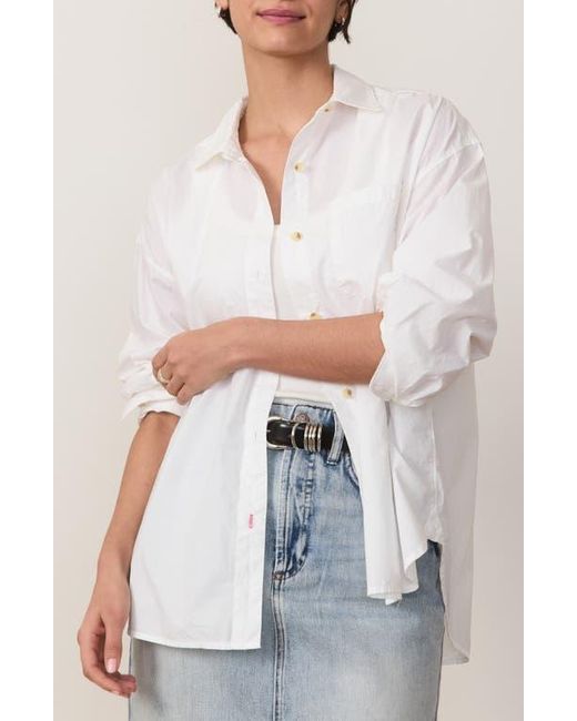 Marine Layer White Cali Oversize Pima Cotton Poplin Button-Up Shirt