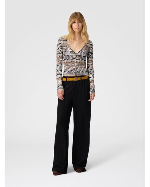 Missoni White Buttoned Cardigan With Wave Pattern