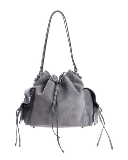 Acne Gray Multipocket Suede Bucket Bag