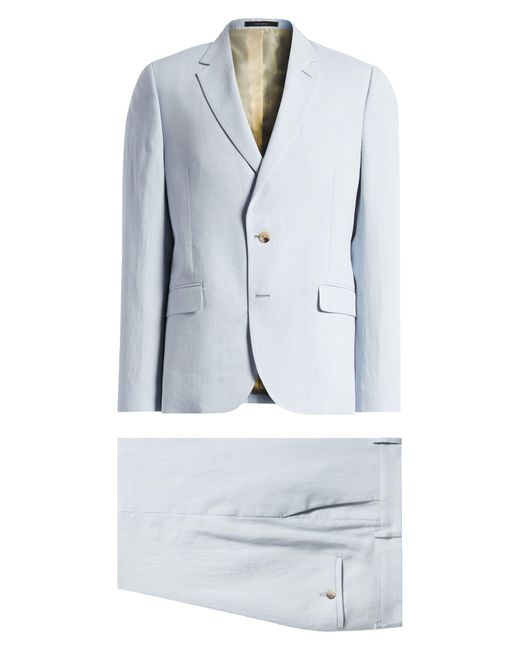 Paul Smith Blue Tailored Fit Solid Linen Suit for men