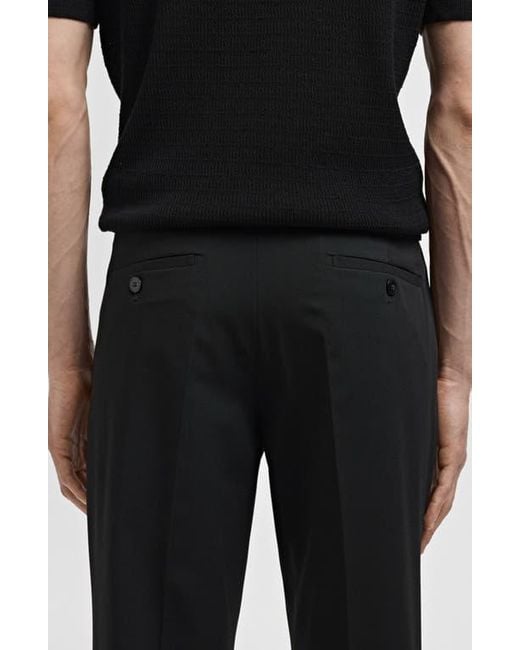 Mango Black Slim Fit Flat Front Pants for men