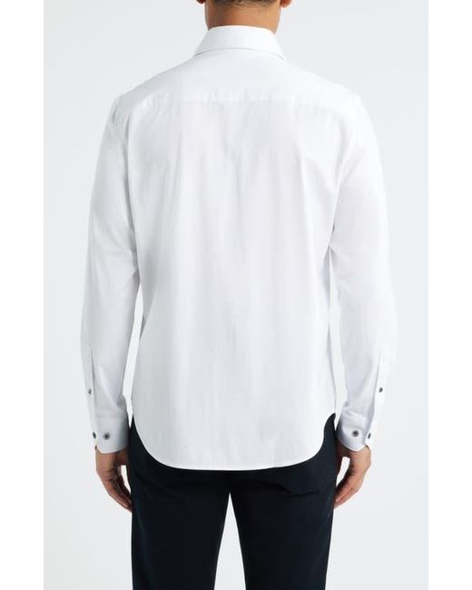 Bugatchi White James Ooohcotton Solid Button-Up Shirt for men