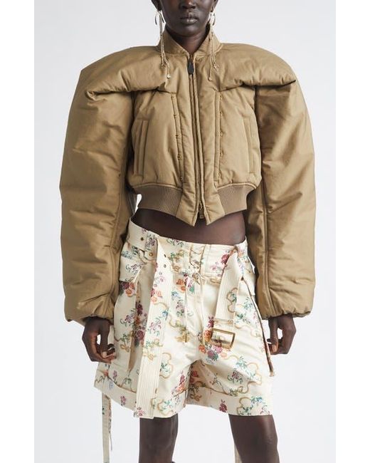 McQueen Green Crop Bomber Jacket
