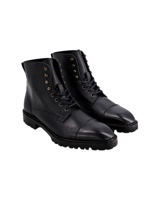 Anthony Veer Black Pembroke Cap-Toe Boot for men