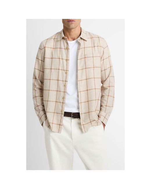 Vince Natural Rockery Plaid Cotton Button-Front Shirt for men