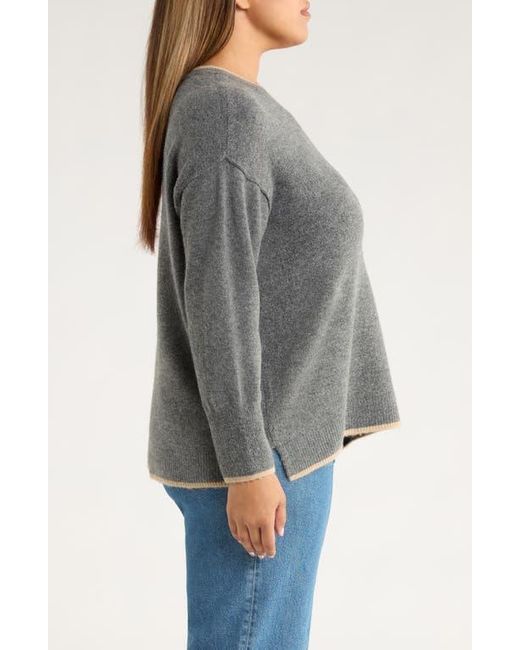 Vince Camuto Gray Star Detail Crewneck Sweater