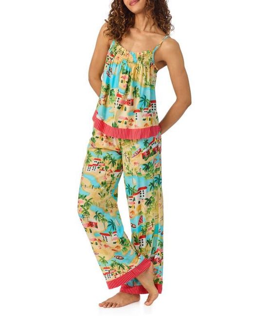 Room Service Pjs Green Print Long Pajamas