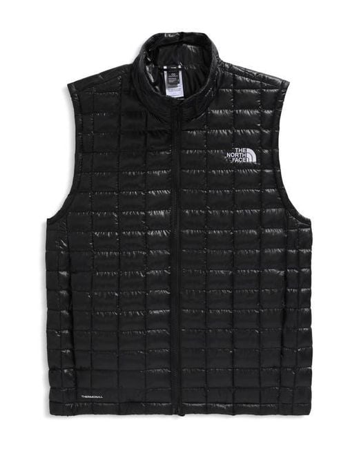 The North Face Black Thermoball Windproof Water Repellent Packable Quilted Vest for men