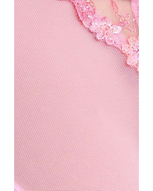 Hunkemöller Pink Lillia Embroidered Mesh Brazilian Panties