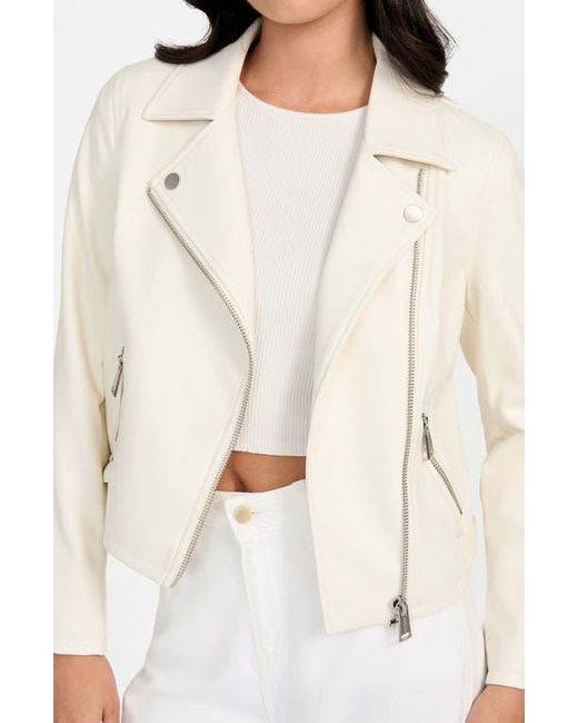 Guess White Miko Faux Leather Moto Jacket