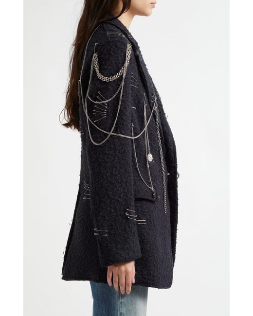 ジャケット BOUCLE VIRGIN WOOL BLAZER Vtg 80s New Wave Variegated Black White Boucle Wool Tweed