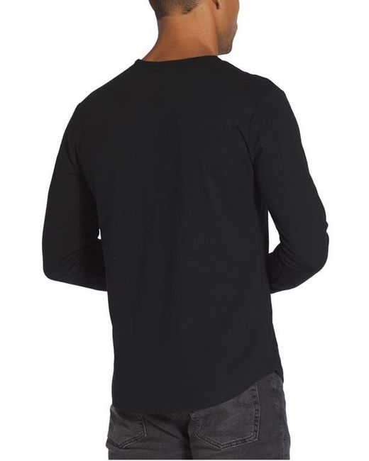 Cuts Black Ao Curved Hem Long Sleeve T-shirt for men