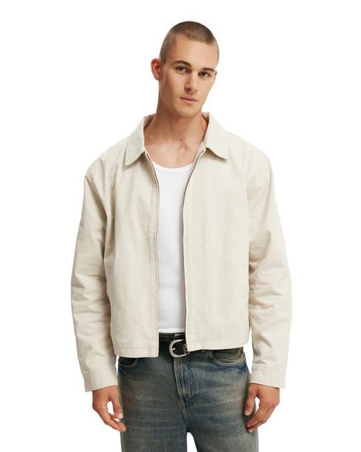 Cotton On Natural Cropped Harrington Jacket for men