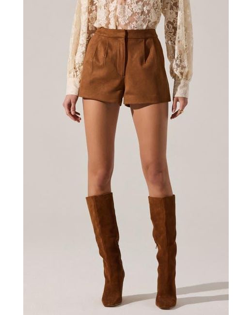 Astr Brown Jude Faux Suede Shorts