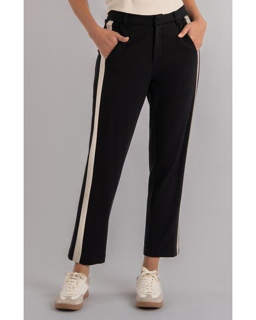 Kut From The Kloth Black Faye High Waist Side Stripe Ankle Wide Leg Pants