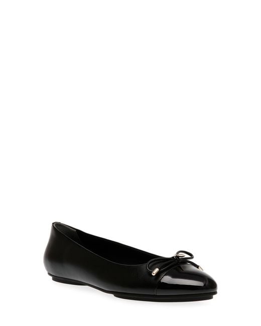 Anne Klein Black Luci Cap Toe Ballet Flat